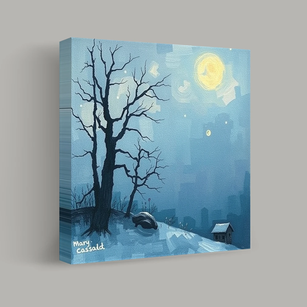 Moonlit Winter Solitude — canvas
