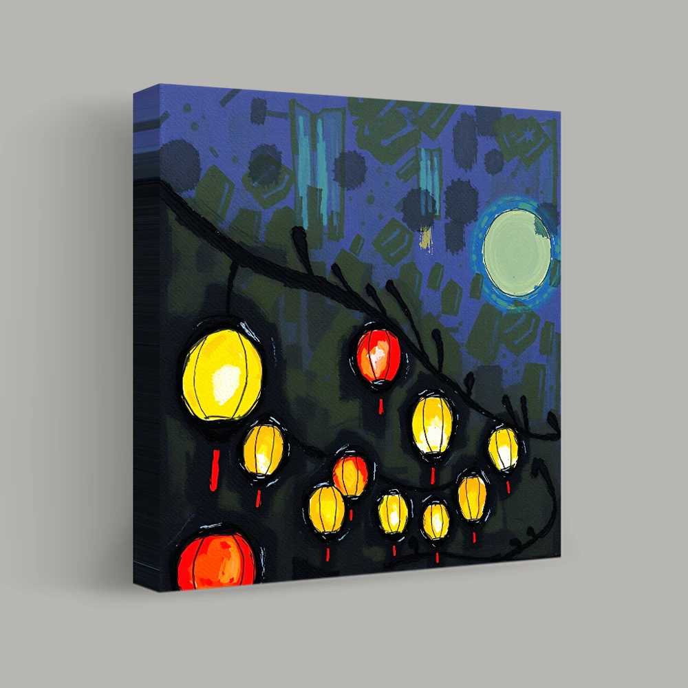 Lanterns Under the Night Sky — canvas