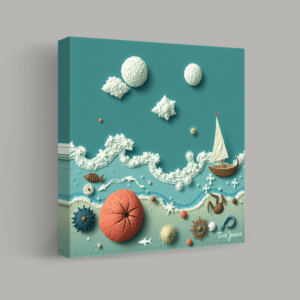 Whimsical Seascape of Curiosities — canvas