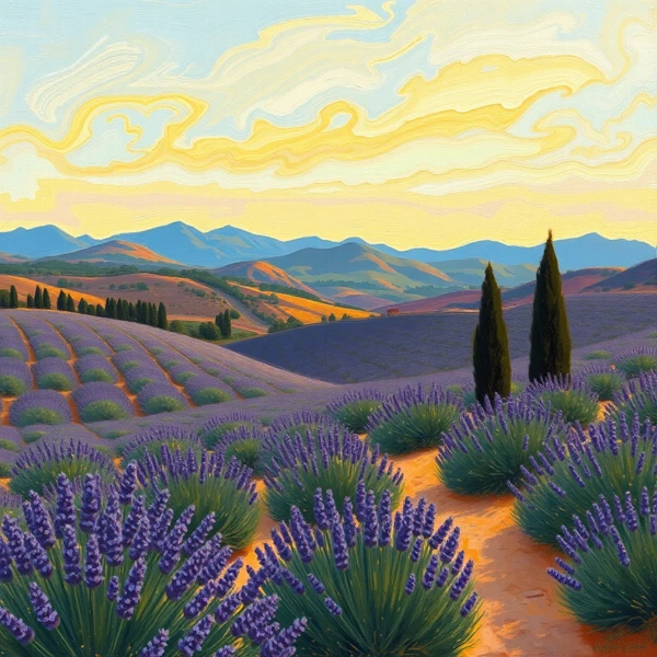 Campos de lavanda al atardecer