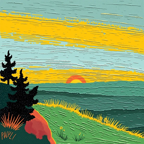Dusk Over Rolling Hills