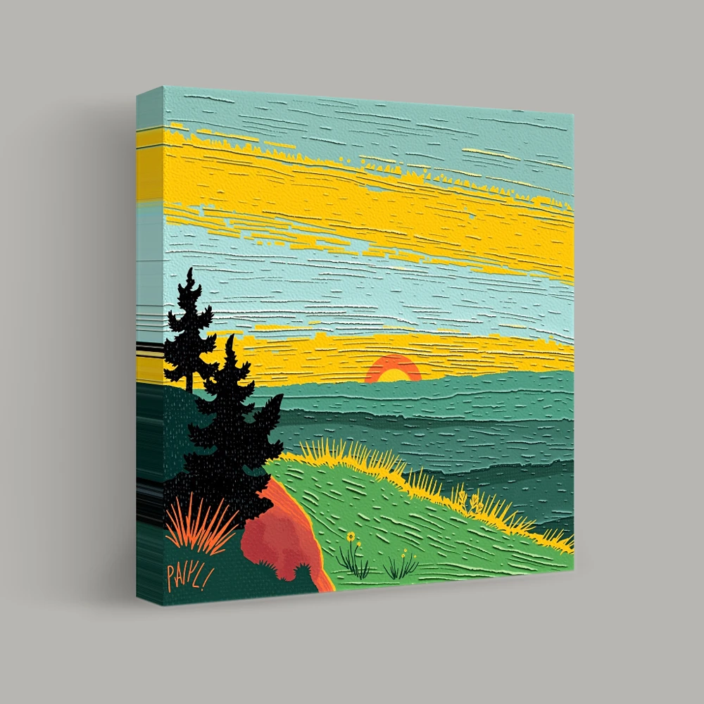 Dusk Over Rolling Hills — canvas