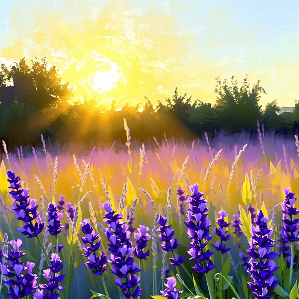 Sunset Over Lavender Fields view 2