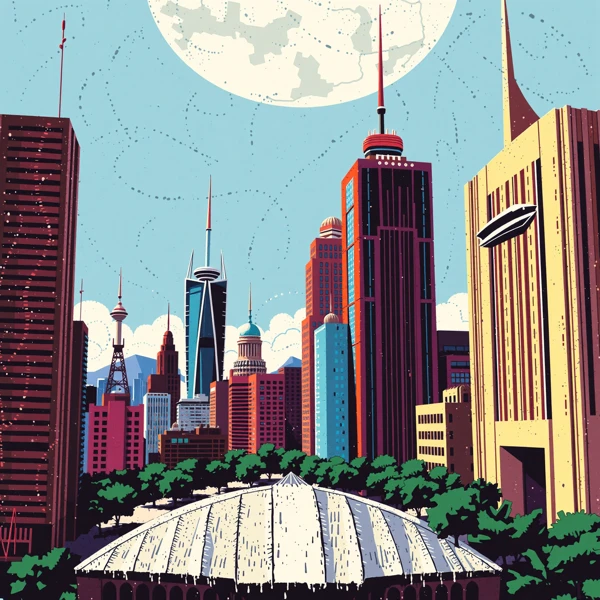 Cityscape Under the Moon view 2