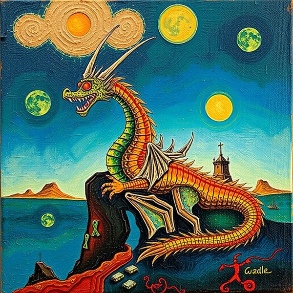 Dragon's Watchful Moonscape