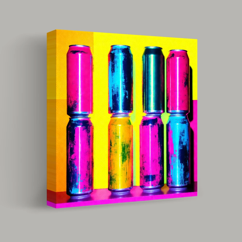 Neon Symphony of Cans — canvas