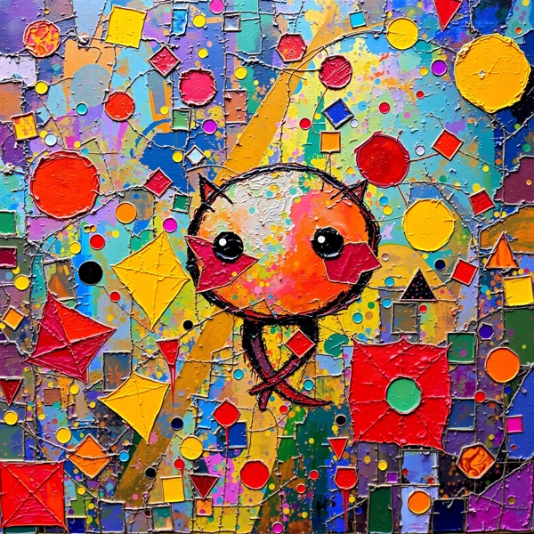 Vibrant Geometric Cat