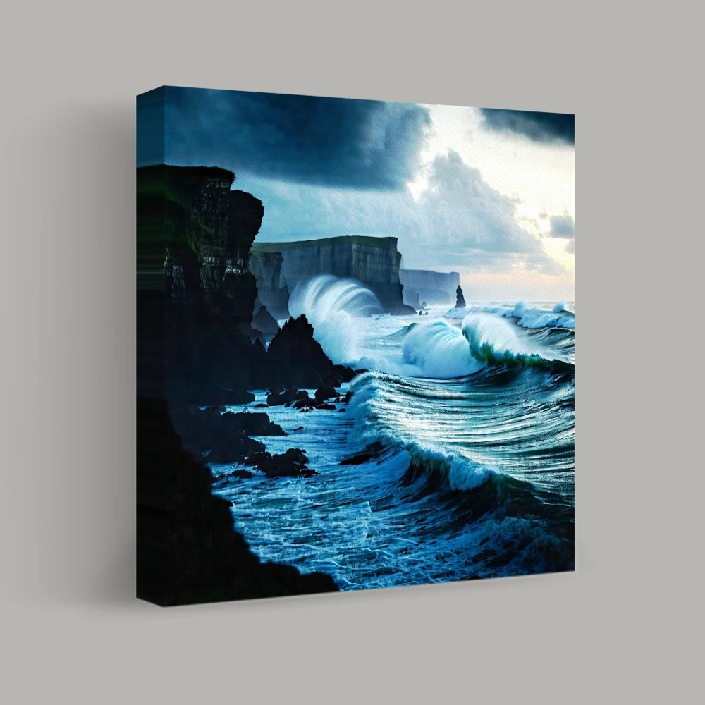Clash of the Cliffs and Waves — canvas