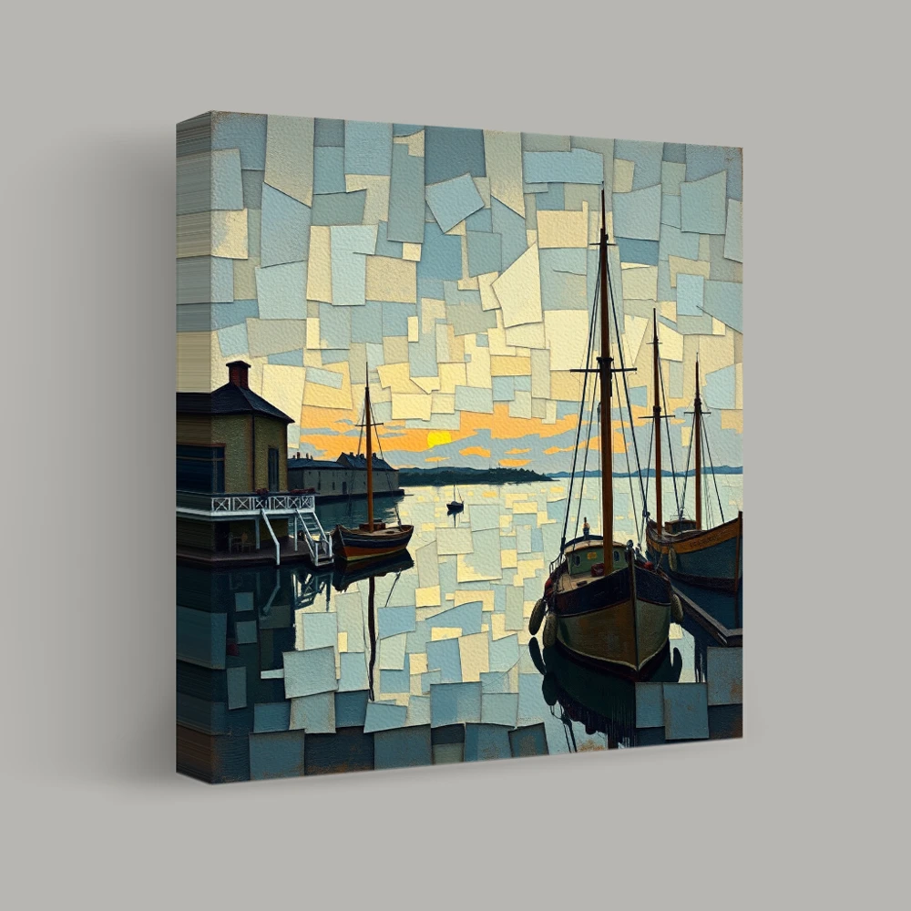 Harborside Mosaic at Dusk — canvas