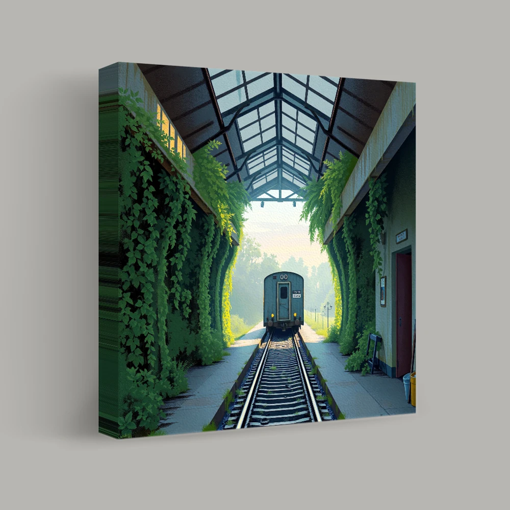 Whispers of the Overgrown Station — canvas