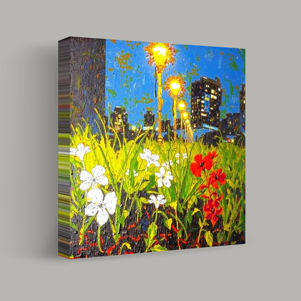 City Blooms by Night — canvas