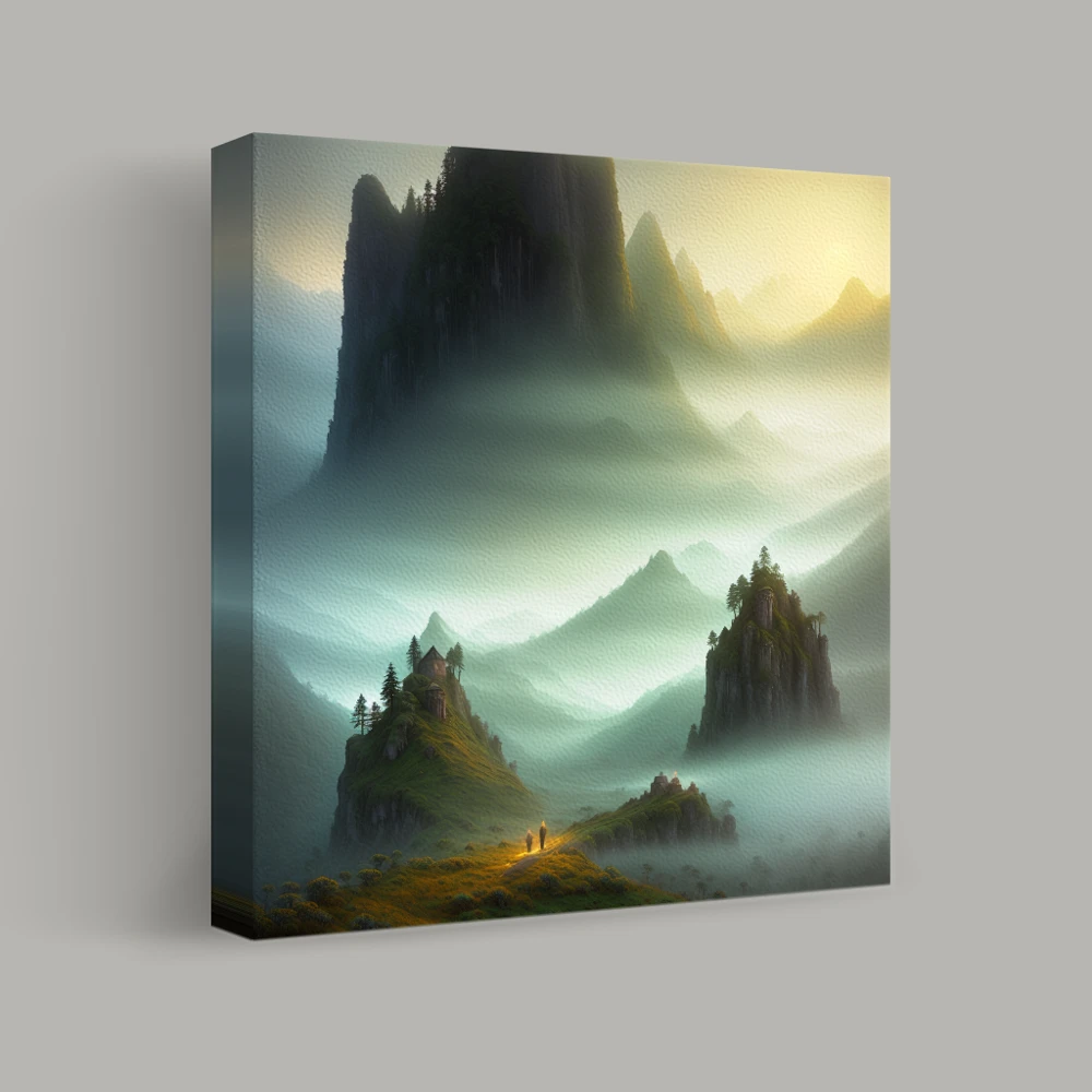 Journey Through Misty Peaks — canvas