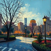 Evening Glow in the City Park thumbnail 2