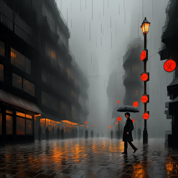 Neon Glow in the Rain