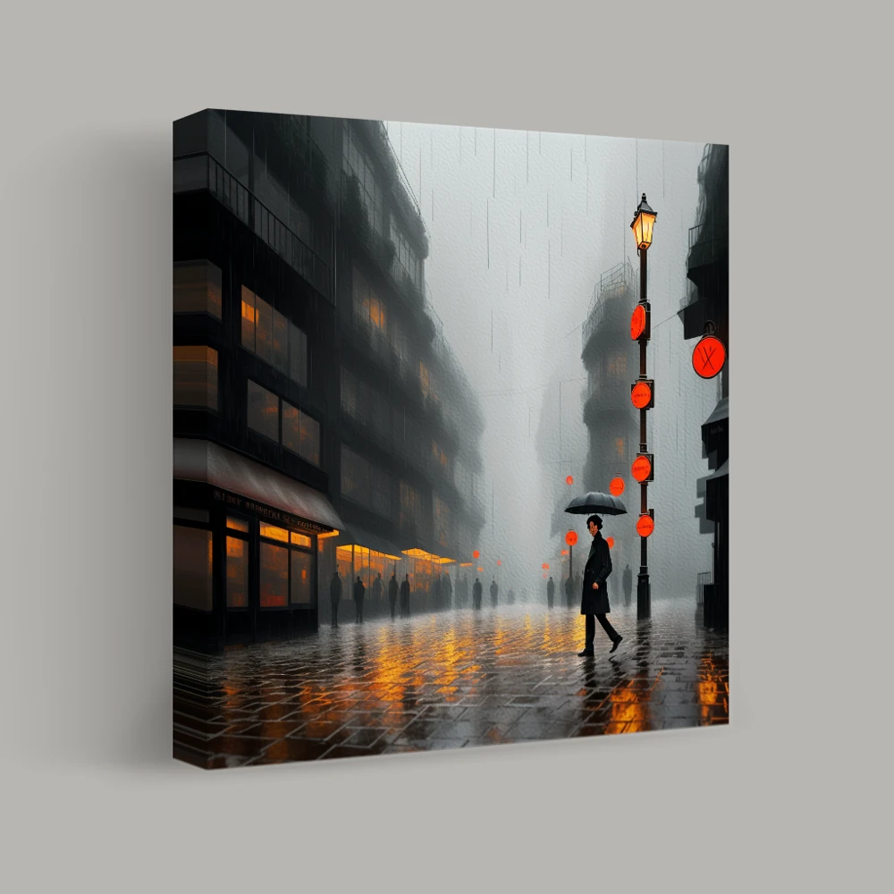 Neon Glow in the Rain — canvas