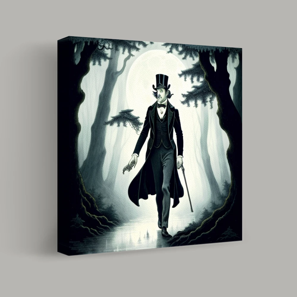 Midnight Stroll in the Enchanted Forest — canvas