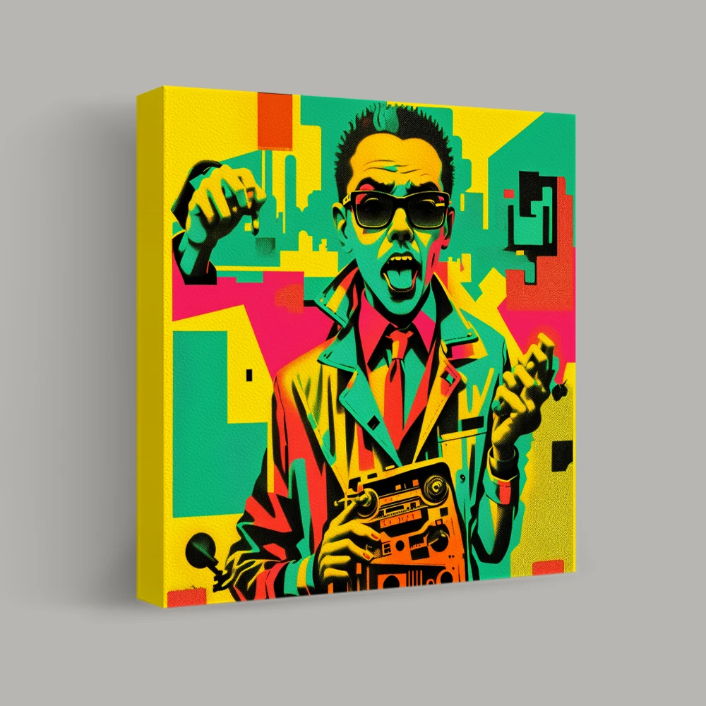 Electric Vibes in Neon City — canvas