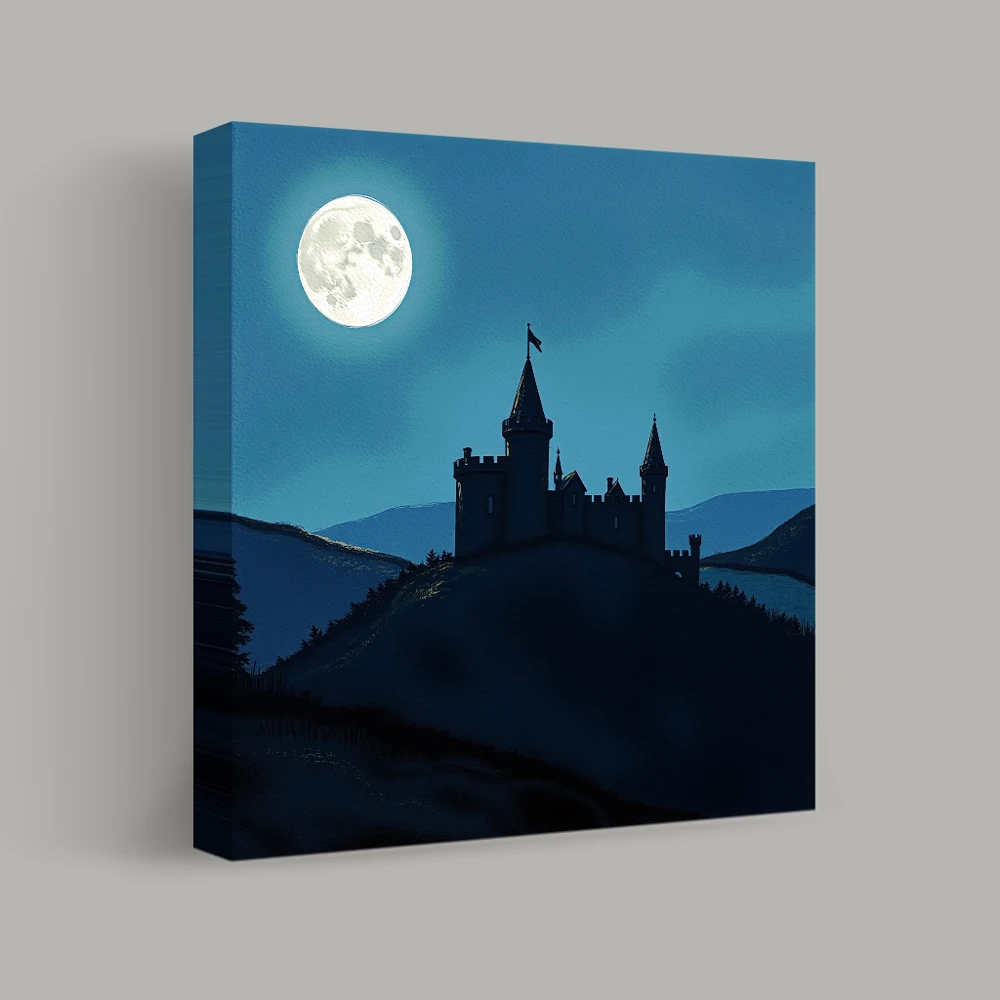 Moonlit Watchtower — canvas