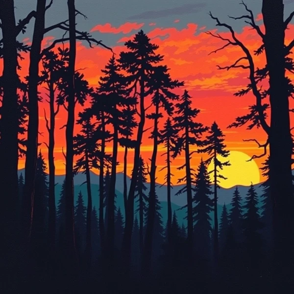 Forest Silhouette at Dusk