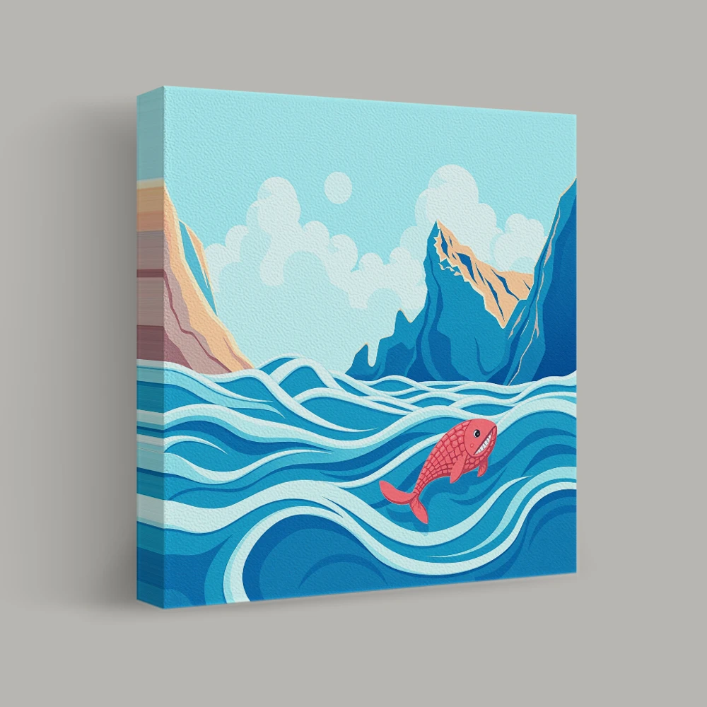 Journey of the Crimson Fish — canvas