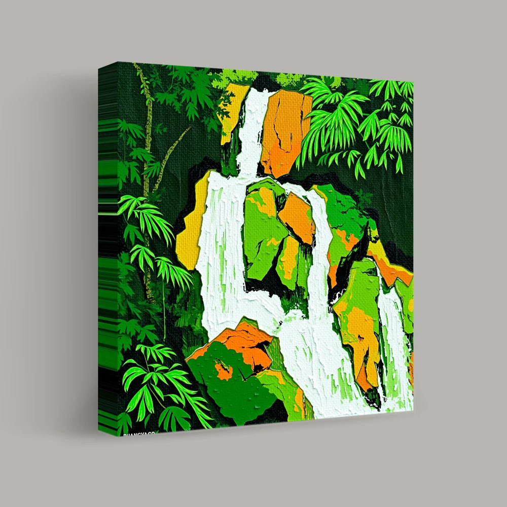 Cascading Serenity in the Jungle — canvas