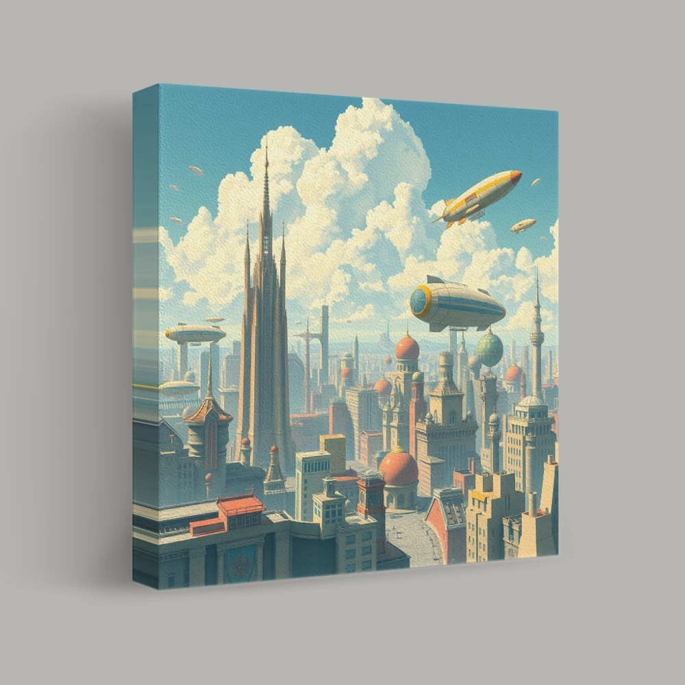 Skies Above a Futuristic Metropolis — canvas