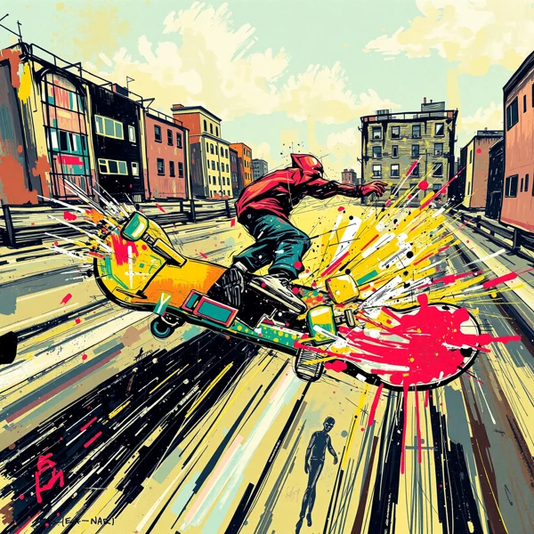 Vibrant Skateboard Stunt