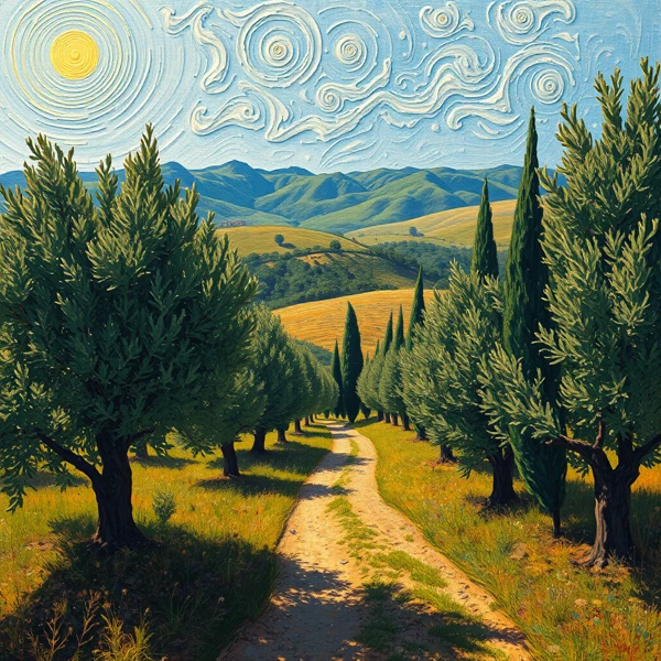 Pathway Through Cypress Trees
