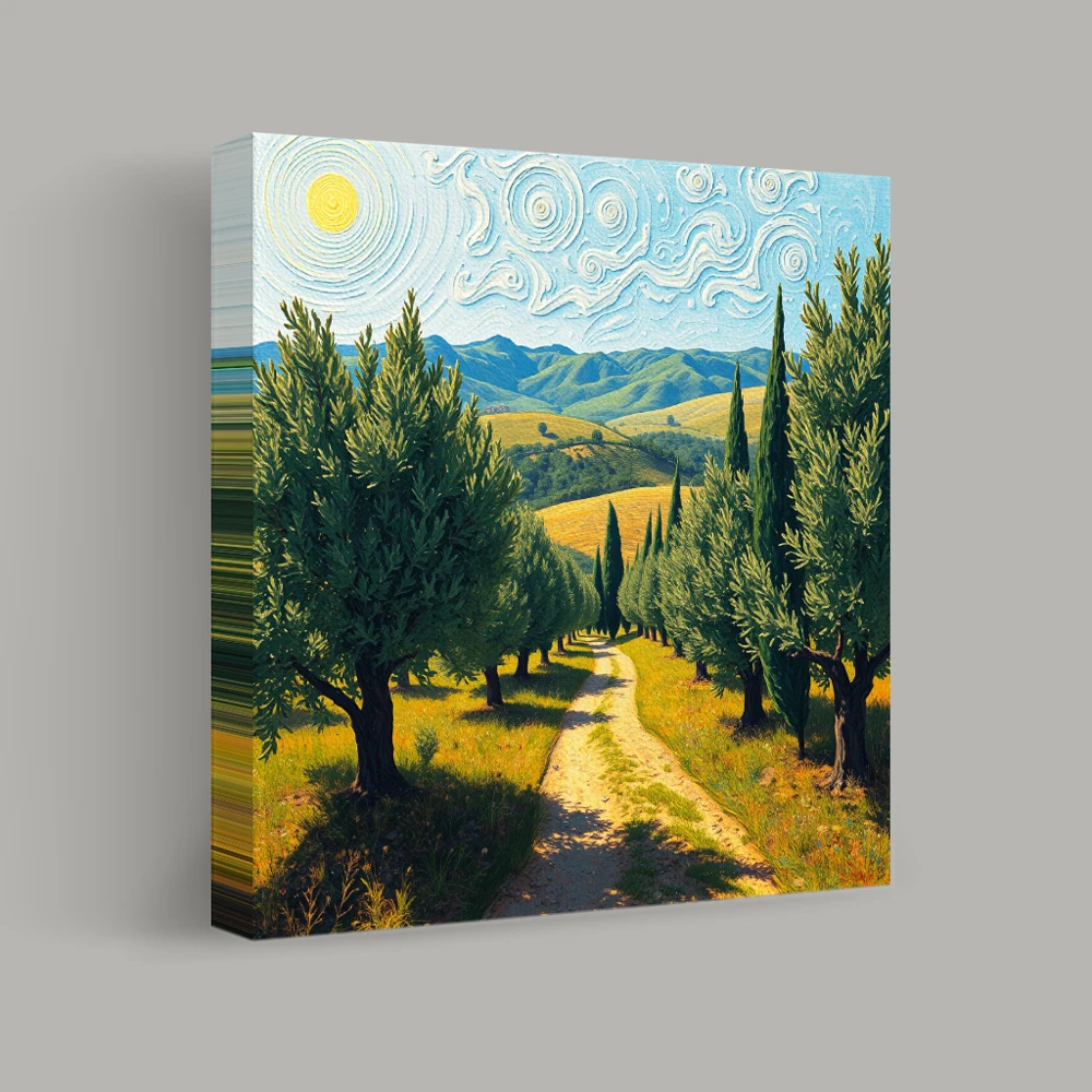 Pathway Through Cypress Trees — canvas