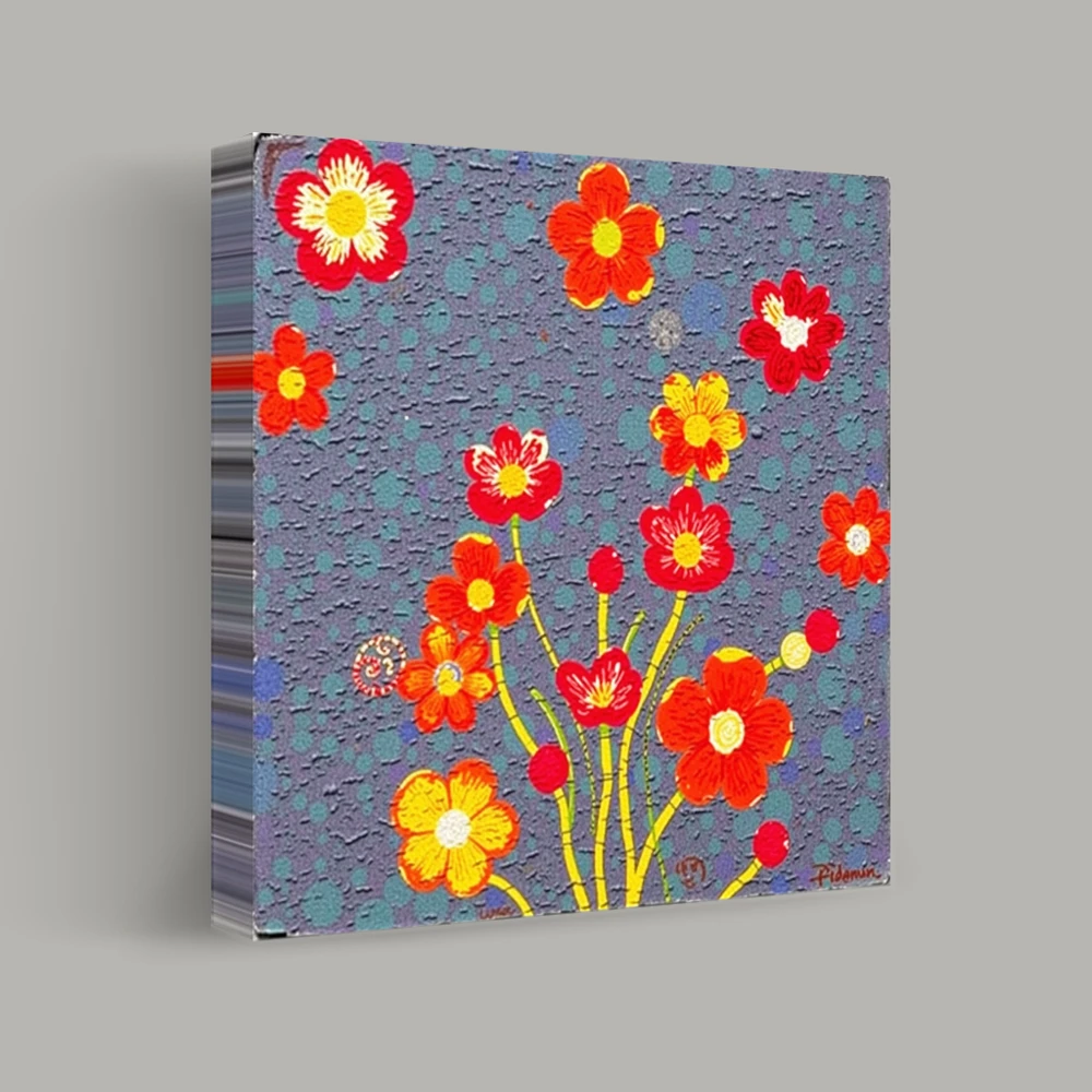 Blossoms on a Polka Dot Field — canvas