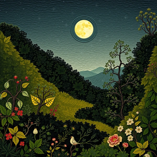 Moonlit Valley Tapestry