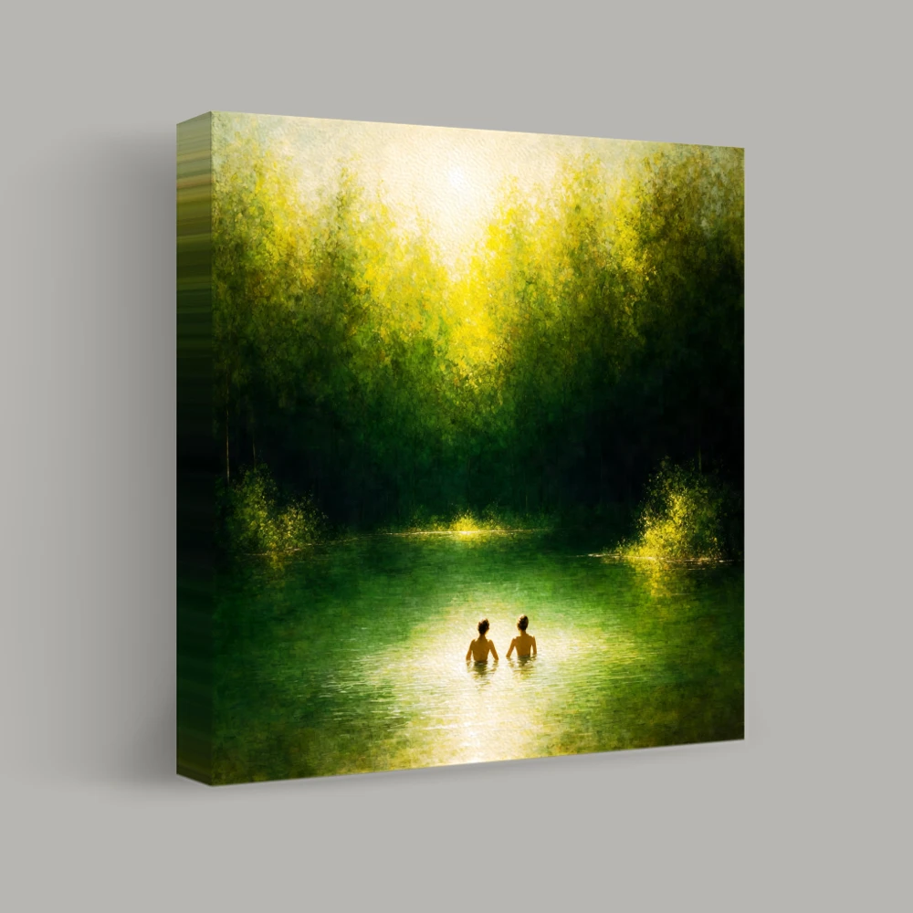 Serenity in the Sunlit Forest — canvas