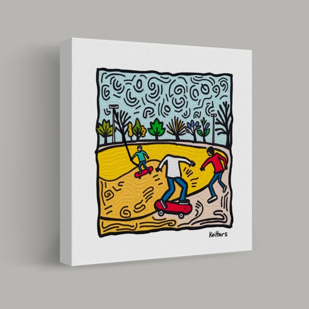 Whimsical Afternoon Skate — canvas