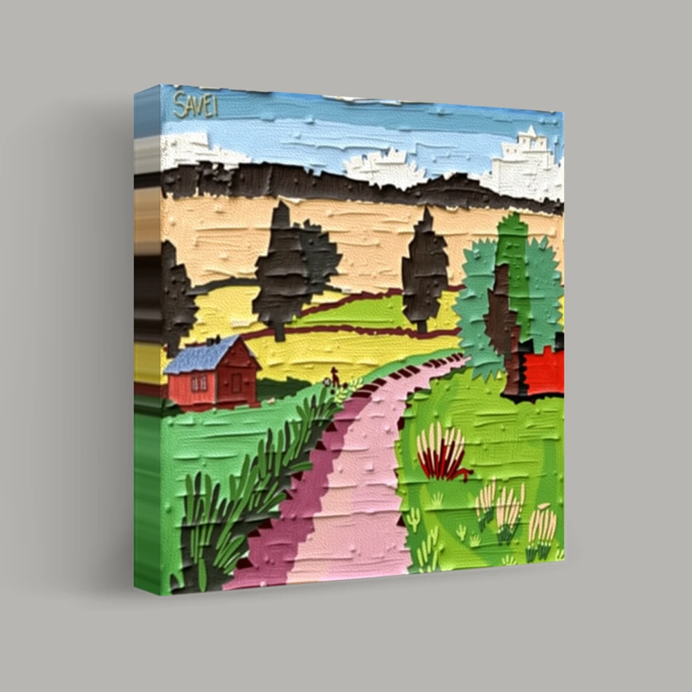Pathway Through Painted Fields — canvas