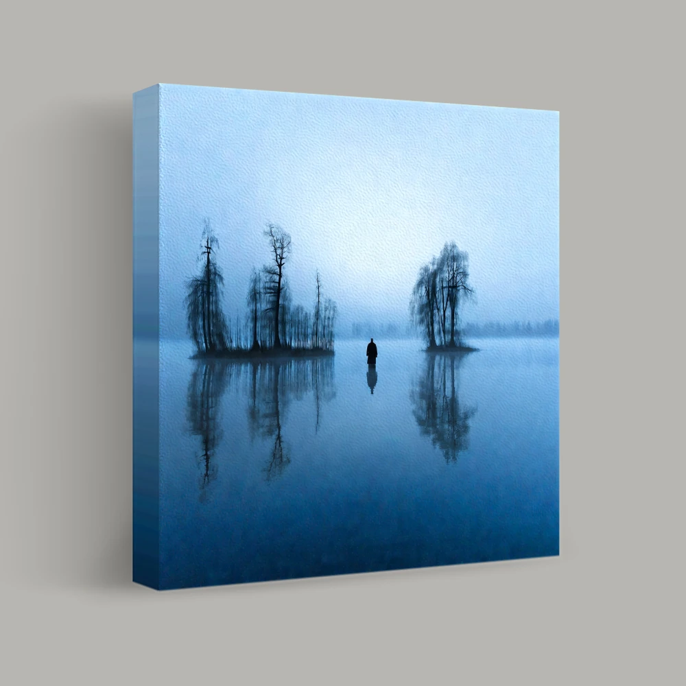 Solitude in Misty Waters — canvas