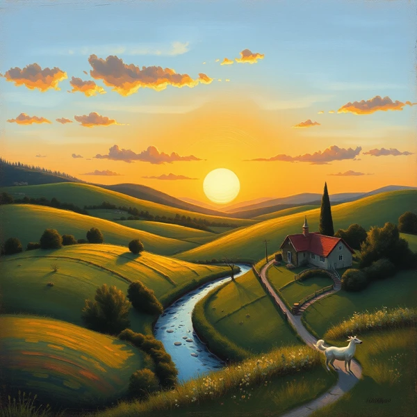 Sunset Over Rolling Hills