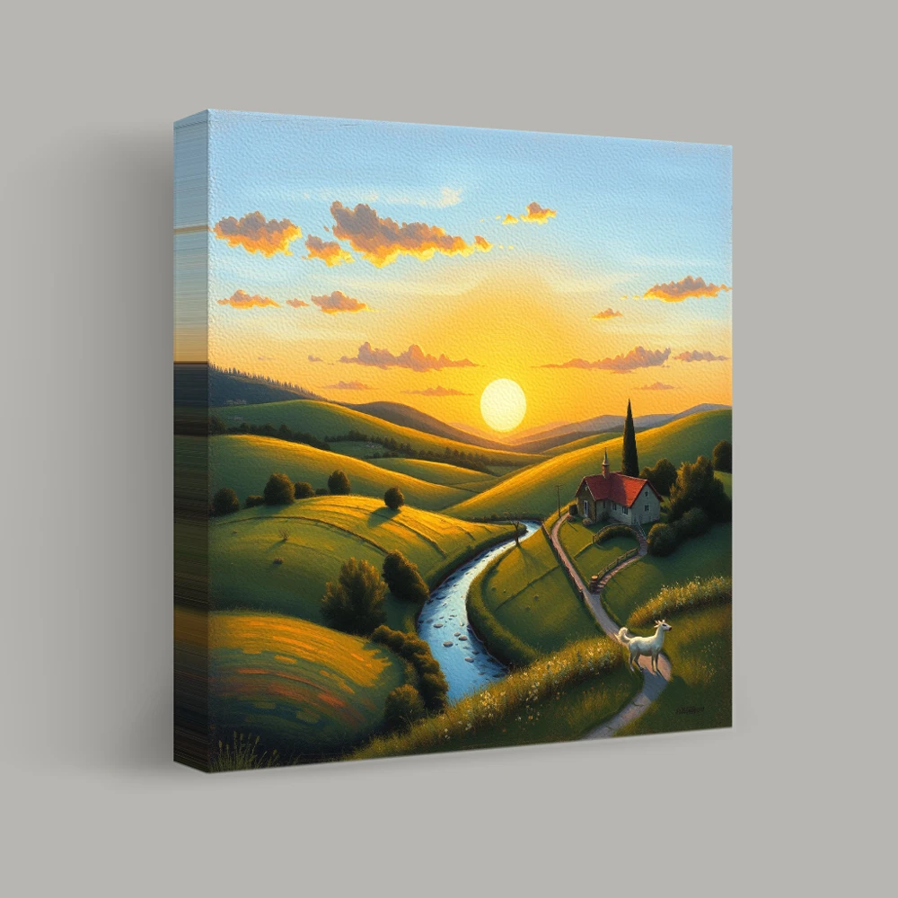 Sunset Over Rolling Hills — canvas