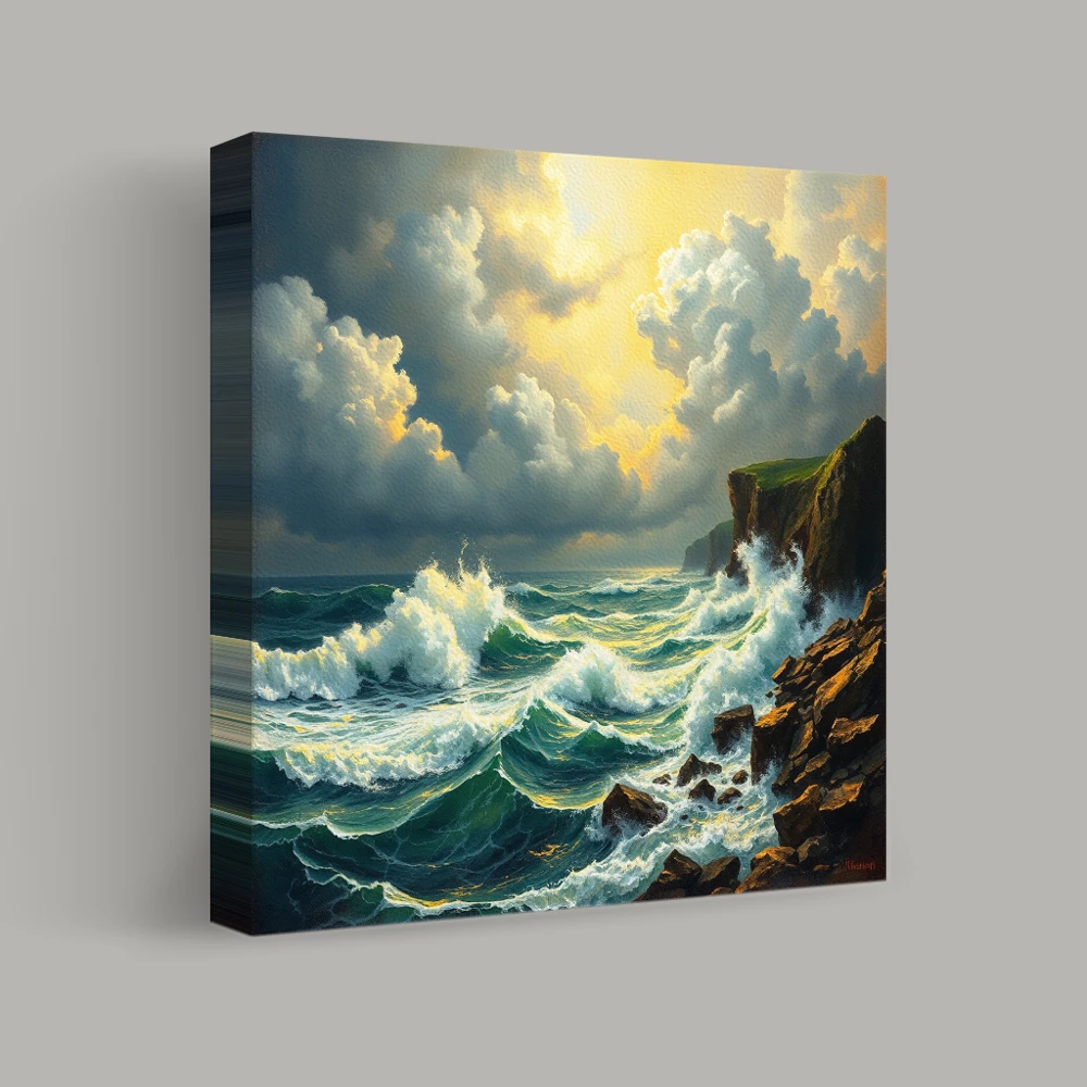 Turbulent Coastline at Dusk — canvas