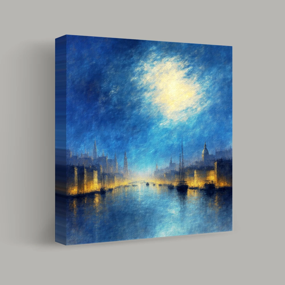Nocturne over the City Harbor — canvas