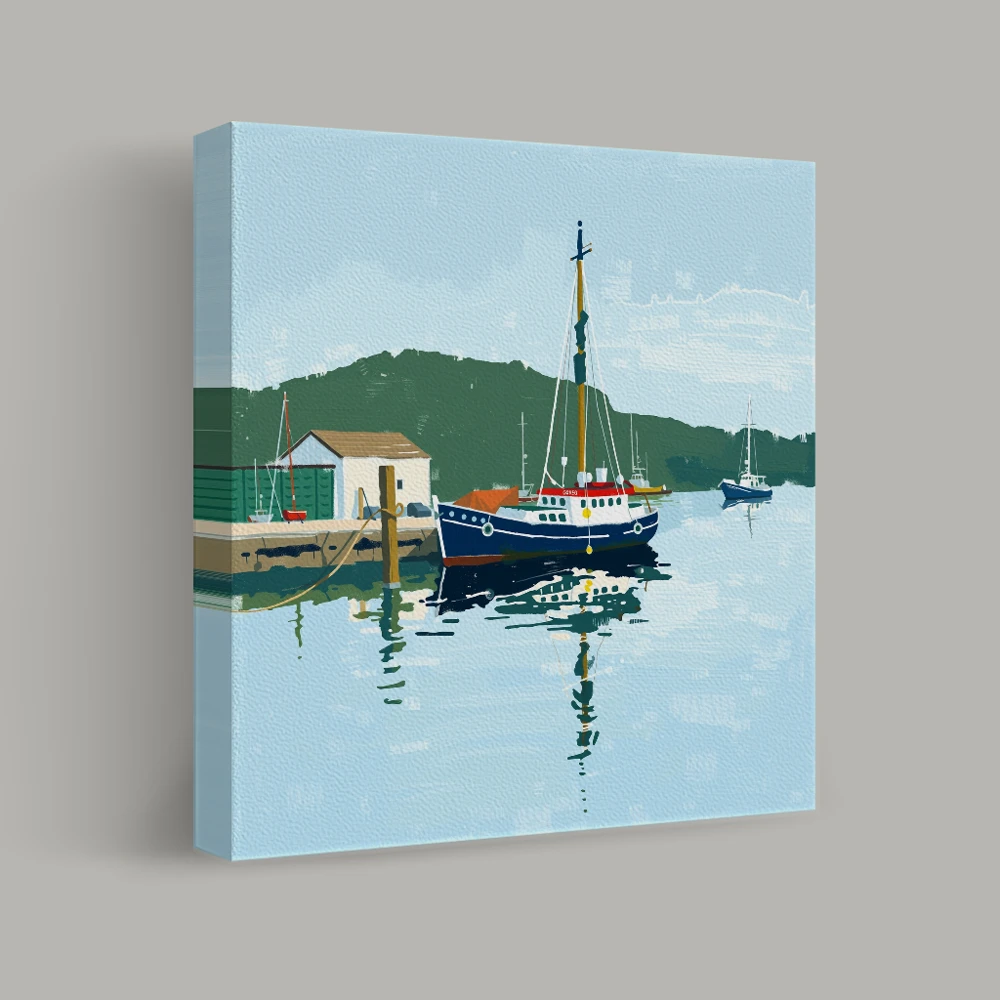 Harbor Reflections at Dawn — canvas