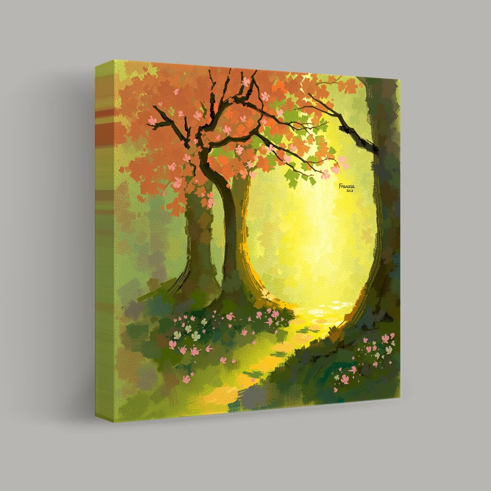 Pathway Through Dappled Woods — canvas