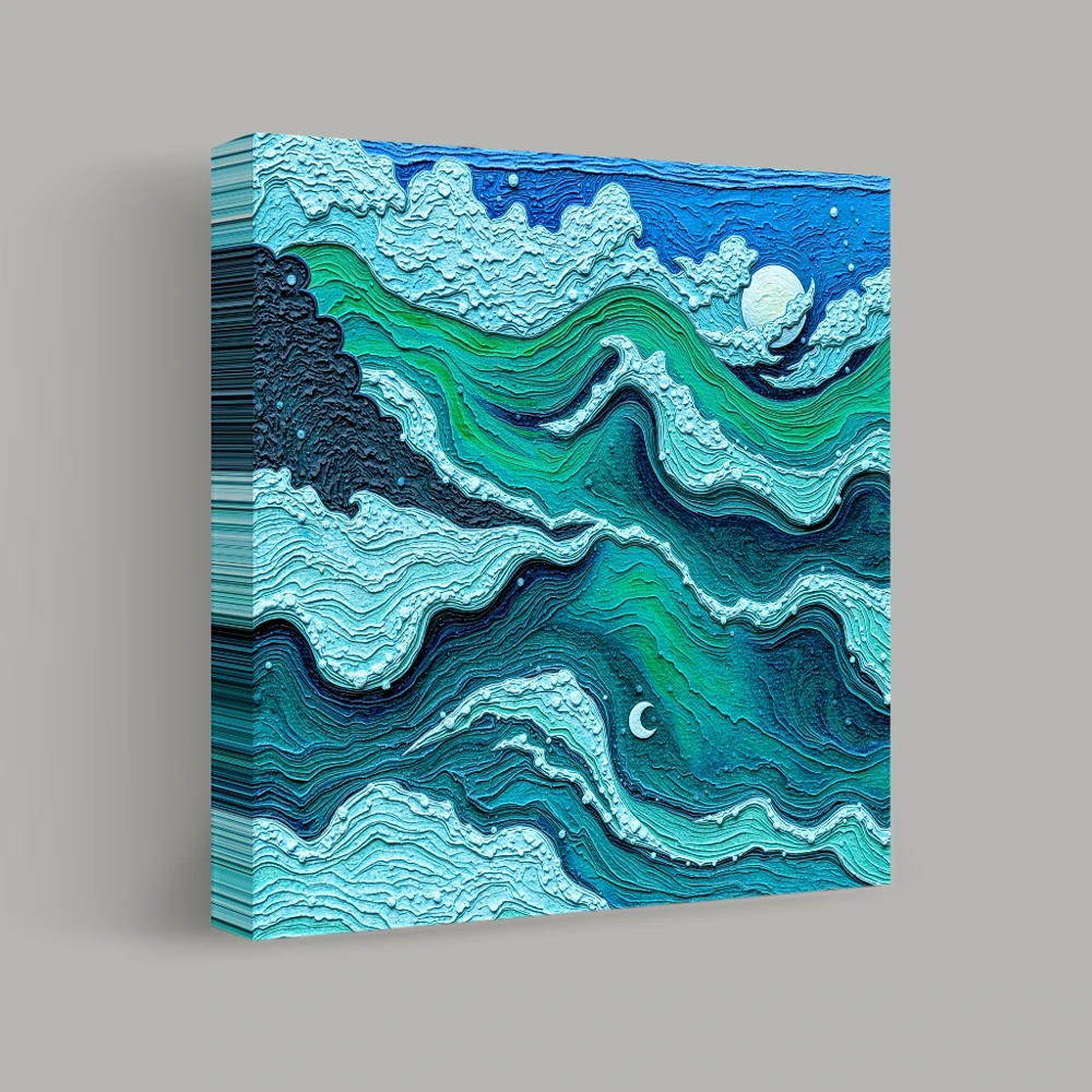 Waves Under Moonlit Skies — canvas