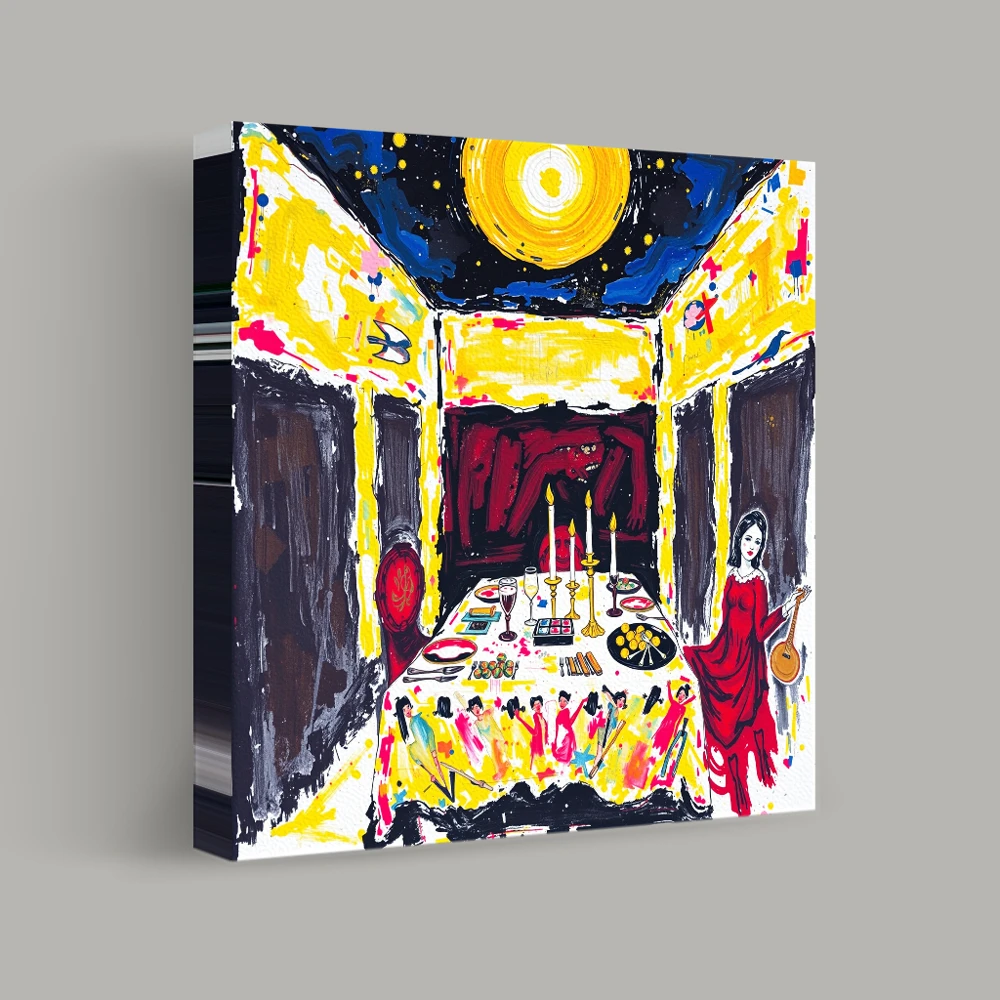 Feast Under Surreal Stars — canvas