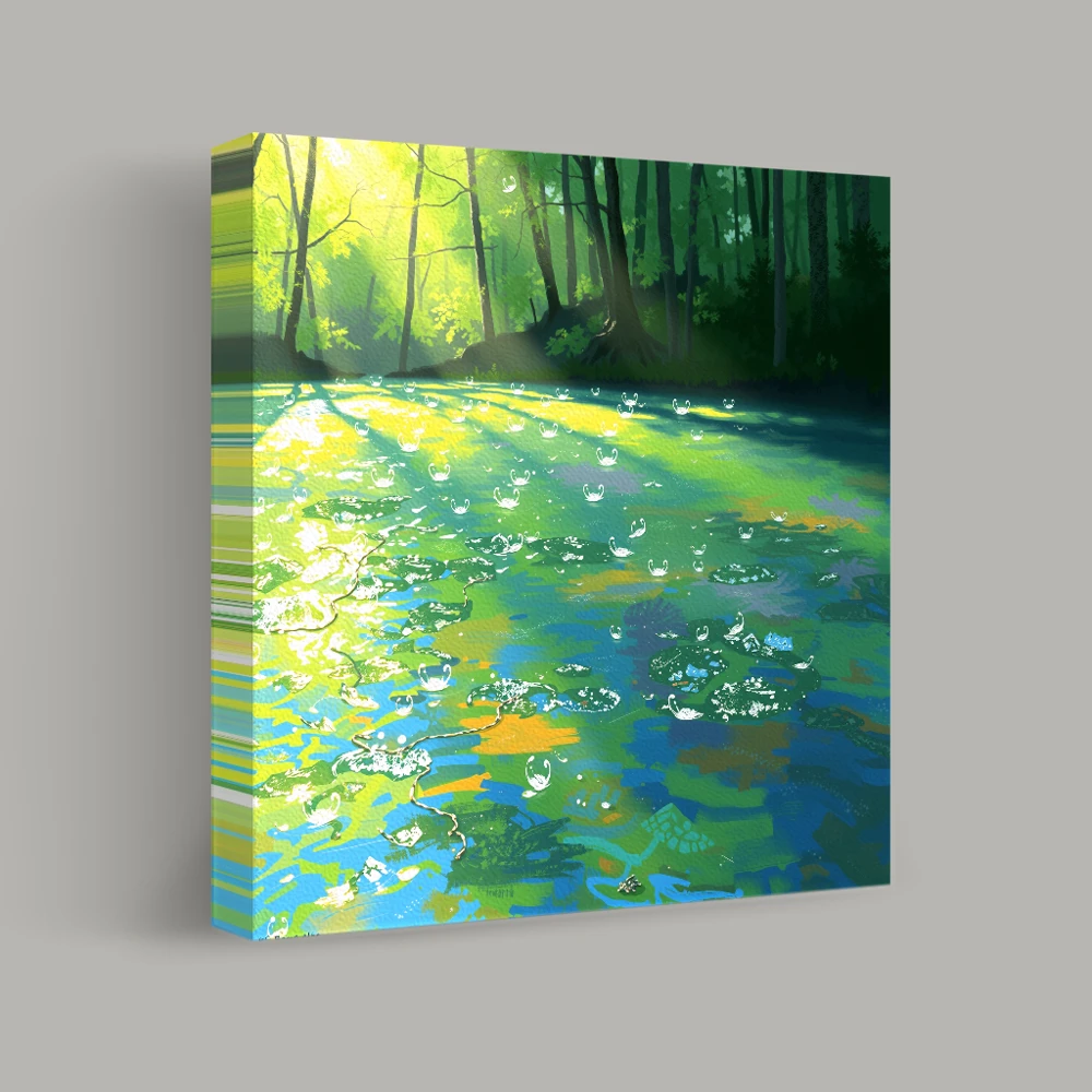 Sunlit Ripples in the Enchanted Grove — canvas