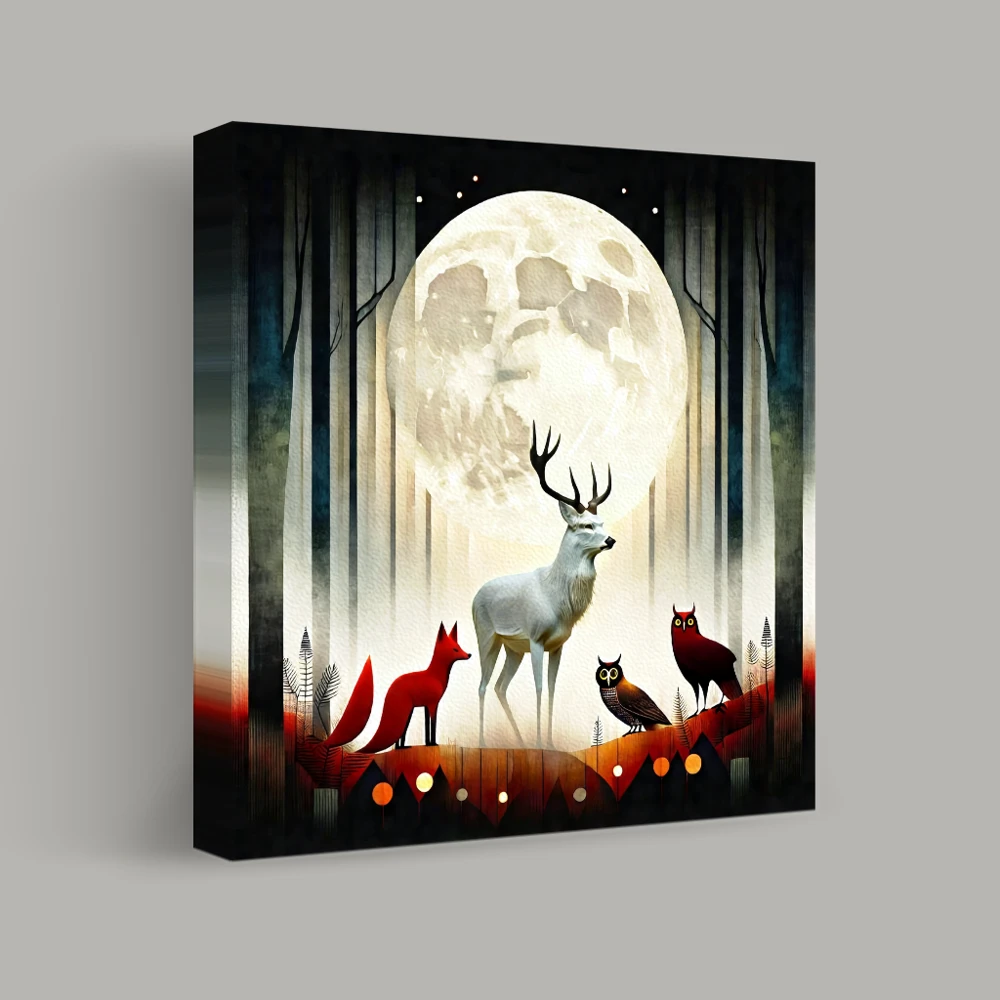 Moonlit Council in the Enchanted Forest — canvas