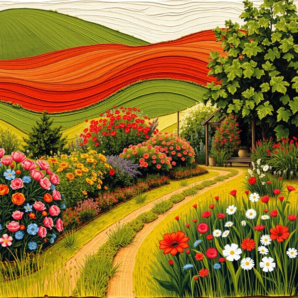 Vibrant Hillside Garden Path