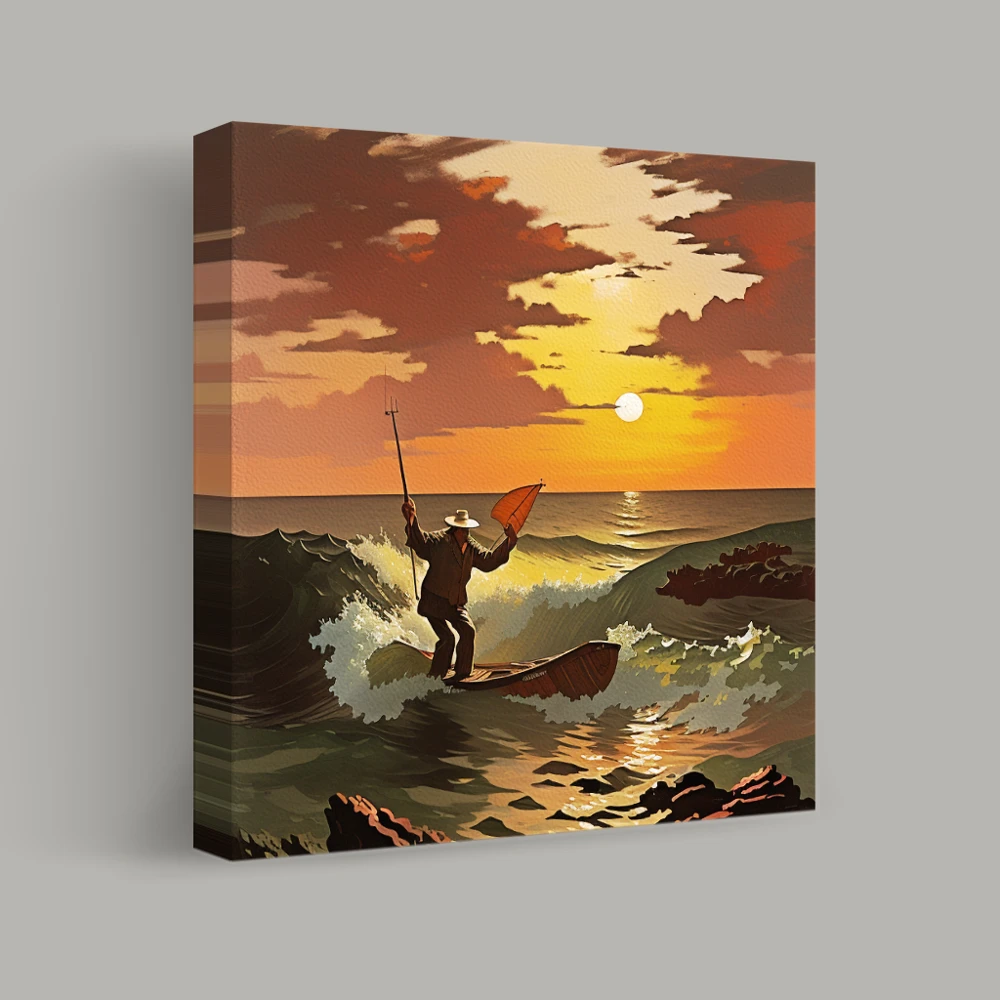Un voyage à travers les vagues du coucher du soleil — canvas