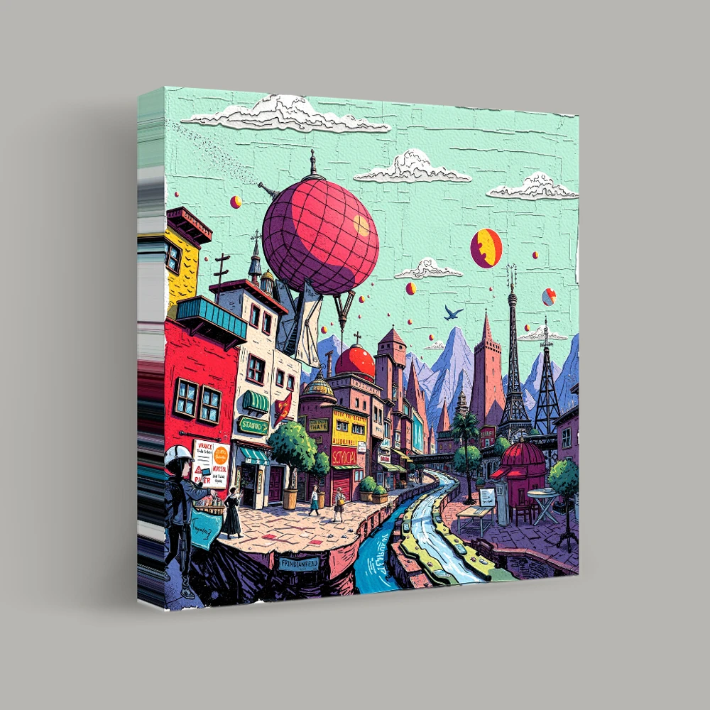 Streets of a Whimsical Metropolis — canvas