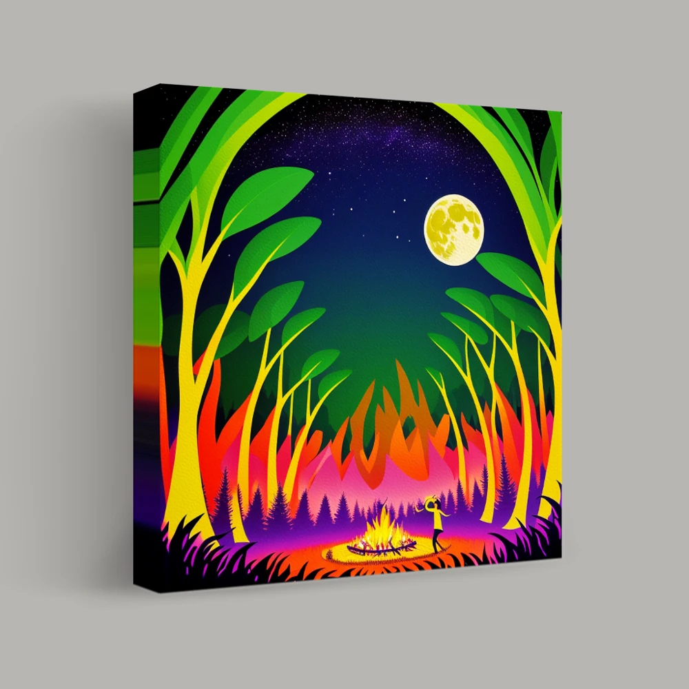 Falò sotto la luna piena — canvas