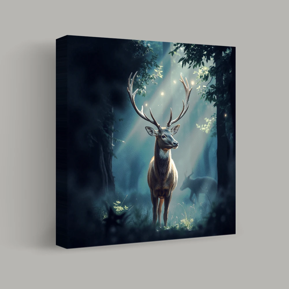 Whispering Woods and the Majestic Stag — canvas